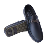Men's Black Loafers – Slip-On Driving Shoes with Metal Buckle
