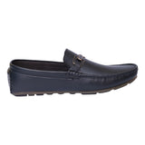 Men's Black Loafers – Slip-On Driving Shoes with Metal Buckle