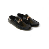Luxe Croc-Embossed Leather Loafers – Black
