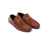 Luxe Croc-Embossed Leather Loafers – Brown