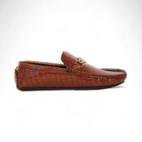 Luxe Croc-Embossed Leather Loafers – Brown